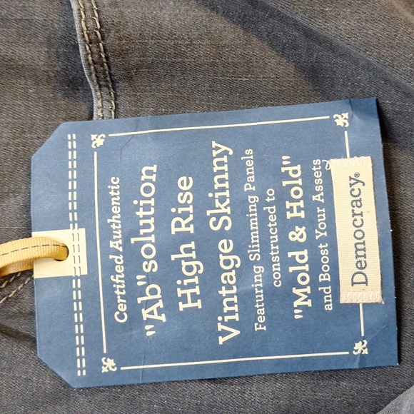 NEW! Democracy "Ab"solution High-Rise Vintage Skinny Jeans, Gray w/ Jeweled Hem - Picture 11 of 12